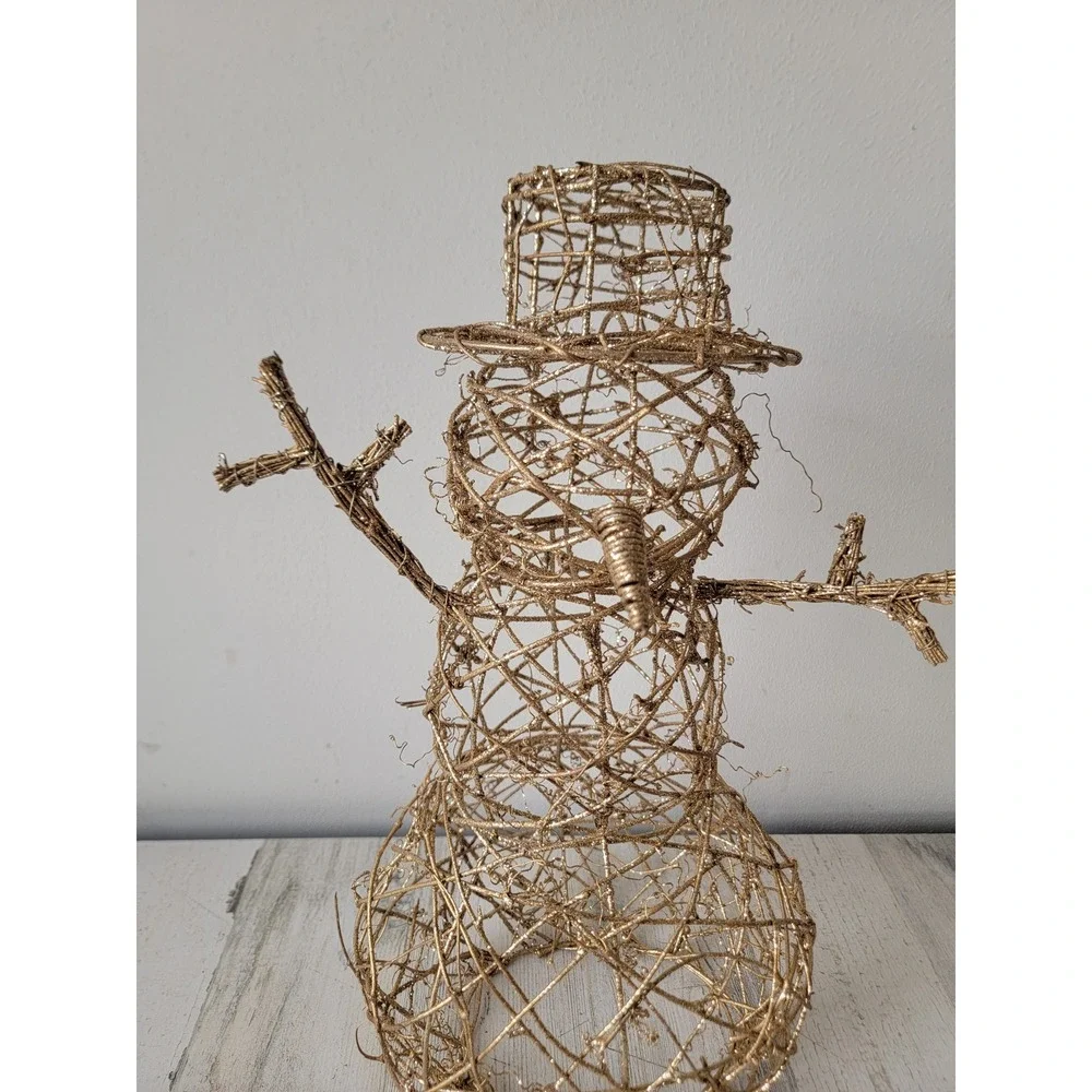 Golden‎ glitter snowman unique Xmas tabletop home decor figure